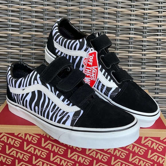 Vans Old Skool Velcro Suede/Canvas Black/Zebra MENS - Picture 6 of 16